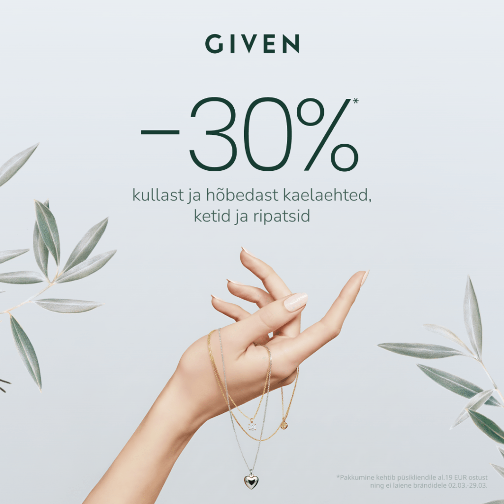 GIVEN: hõbedast ja kullast ketid, kaelaehted ja ripatsid -30%