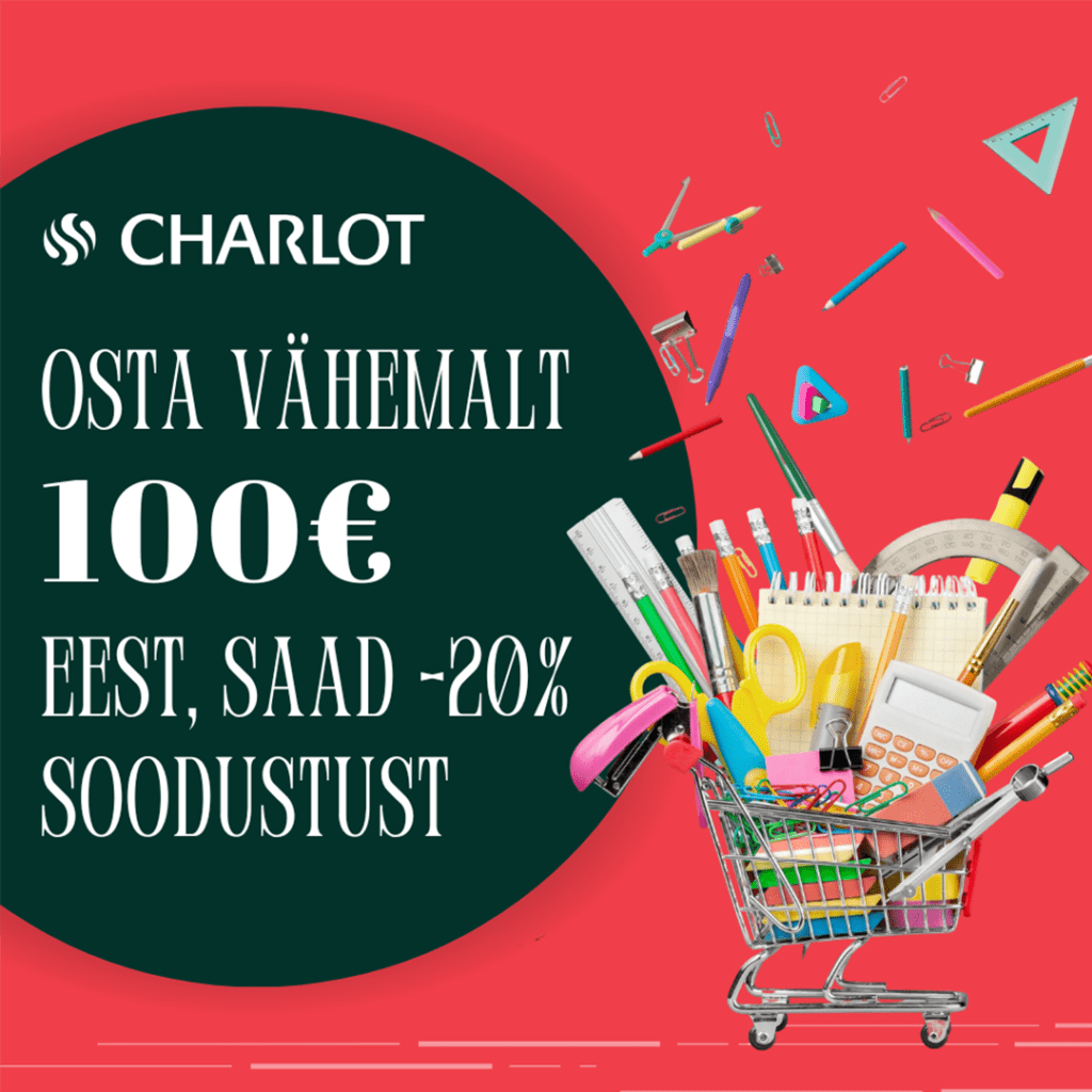 Osta vähemalt 100 € eest, saad -20% soodustust